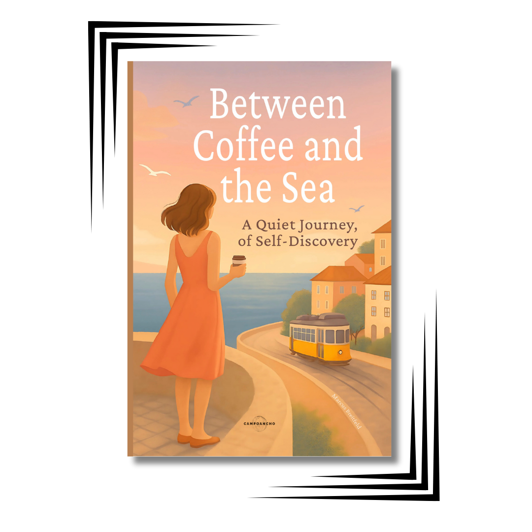 Between Coffee and the Sea - Front Cover Between Coffee and the Sea: A Quiet Journey of Self-Discovery